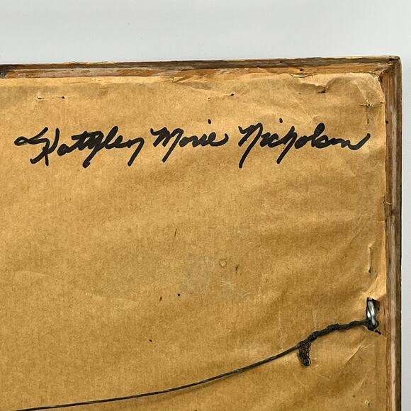 Framed 1981 Folk Art Needlepoint Horse Buggy Country Scene Signed 22.5"x19" Vtg - Picture 12 of 16